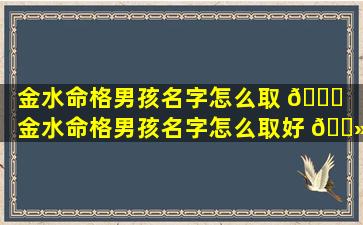 金水命格男孩名字怎么取 🐟 （金水命格男孩名字怎么取好 🌻 听）